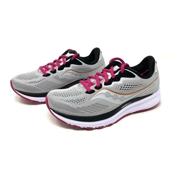 Saucony Ride 14 Women's Running Wide Fog, Cherry - Picture 2 of 8